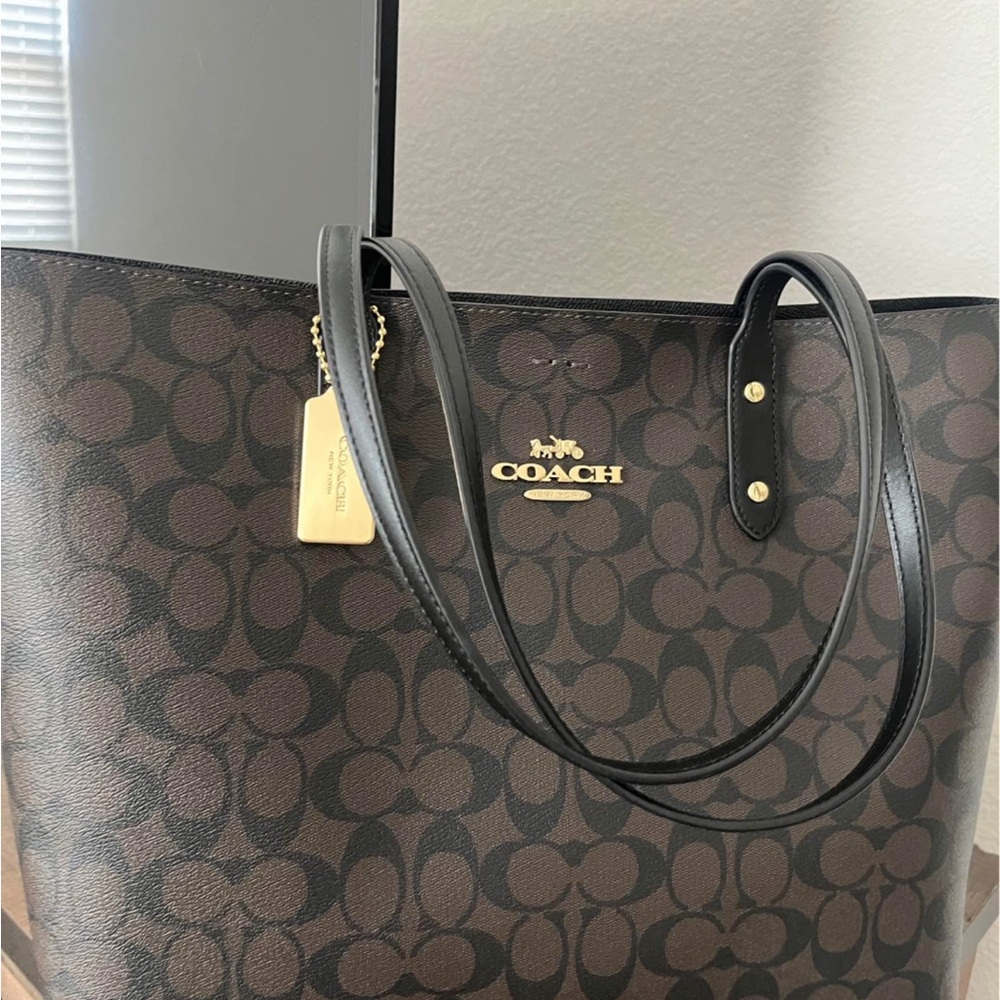 Coach Black and Brown Signature Tote